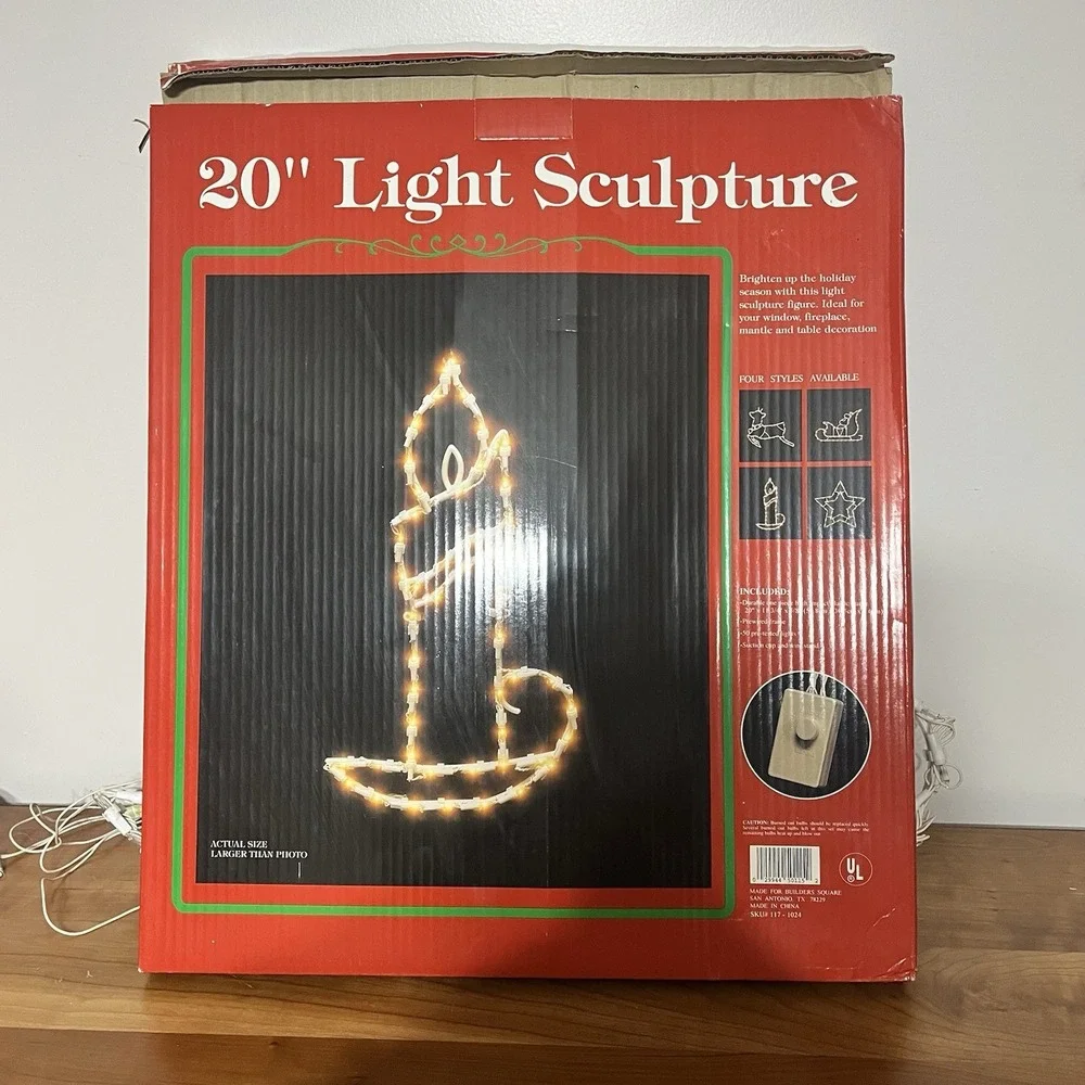 Set of 2‎ Vintage 1995 Christmas Candle Lightup Silhouette Sculpture 20'